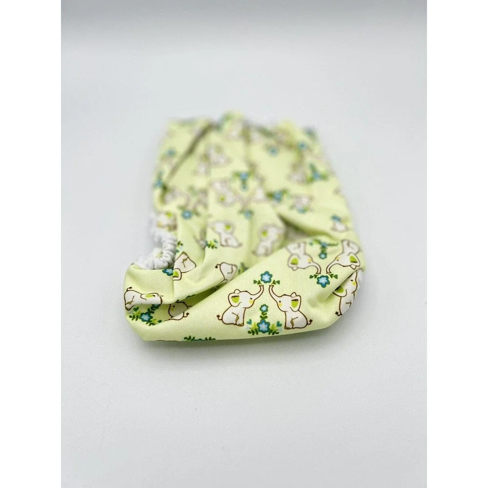 Baby Diaper‎ Cover Adjustable Snaps Elephant & Blue Flowers Print One Size NEW